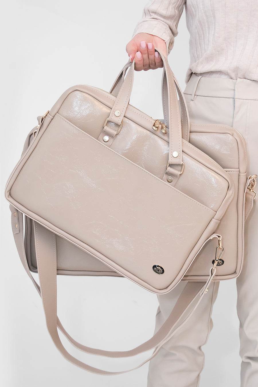 BUSINESS BAG - torba za laptop - lakirana bež - Lovely Boutique HR