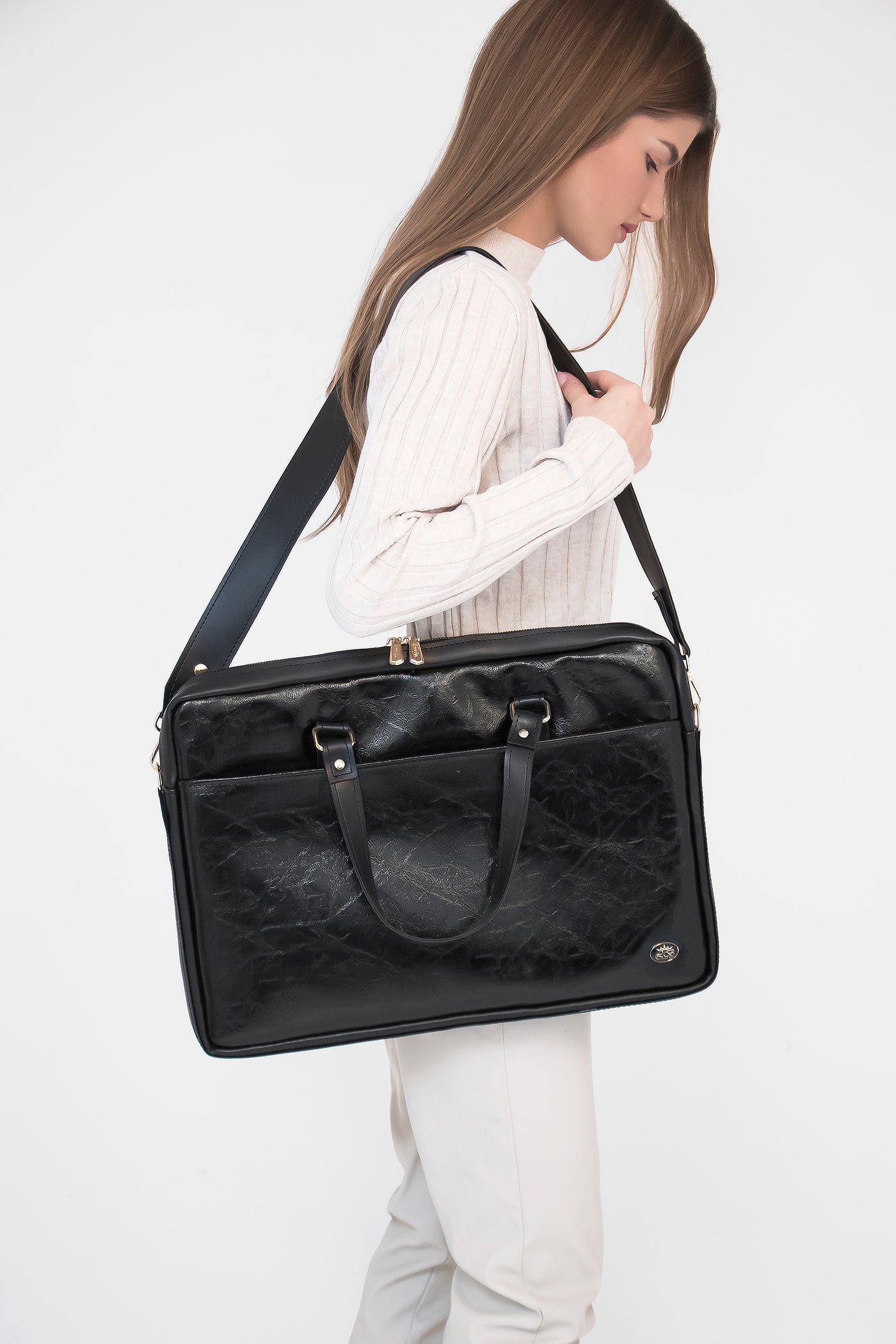 BUSINESS BAG - torba za laptop - lakirana crno