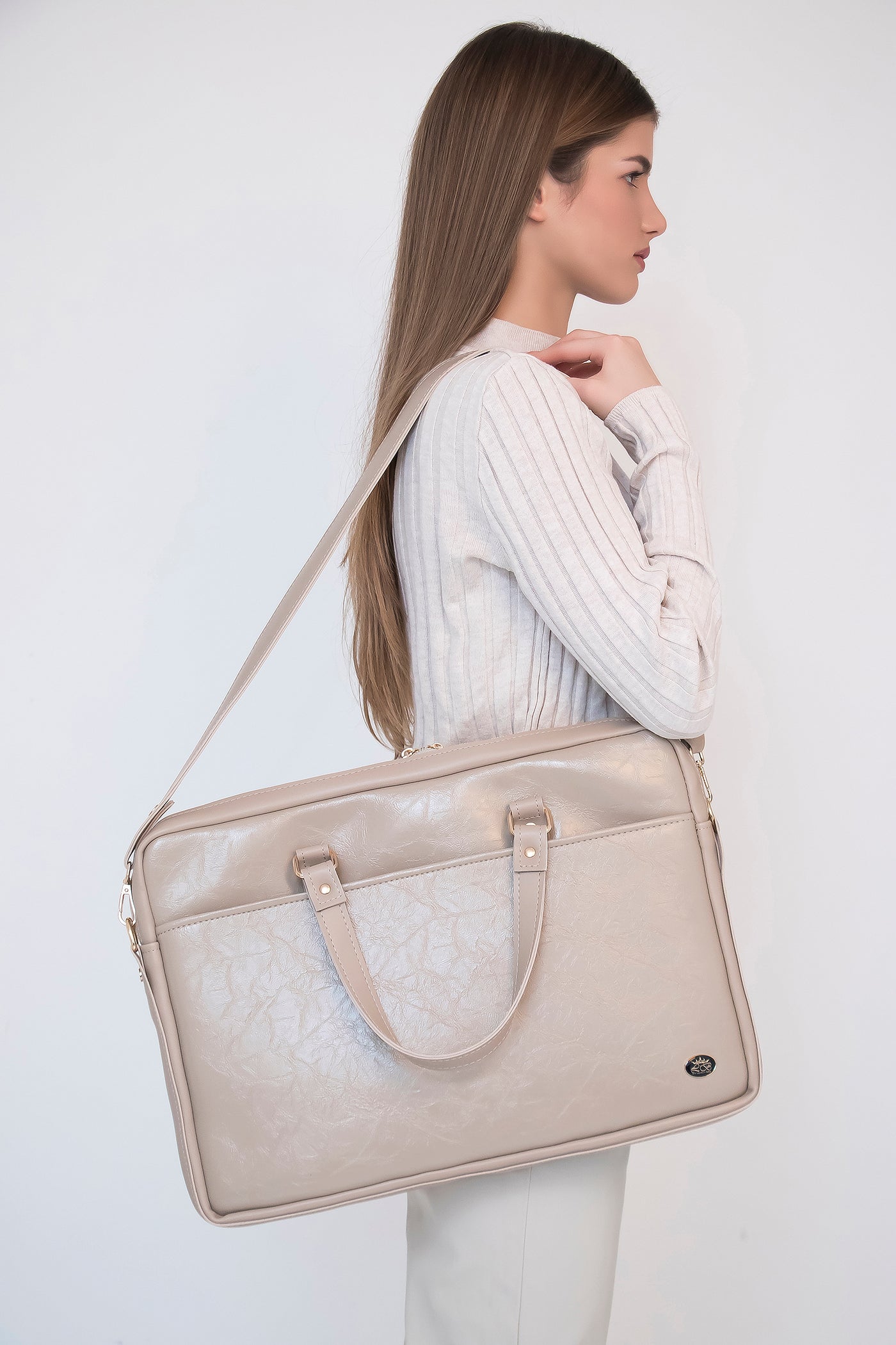 BUSINESS BAG - torba za laptop - lakirana bež