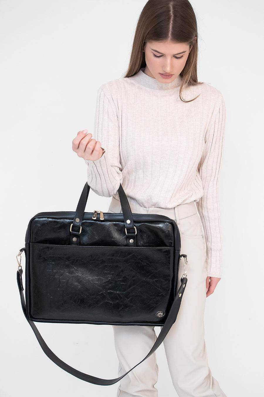 BUSINESS BAG - torba za laptop - lakirana crno - Lovely Boutique HR