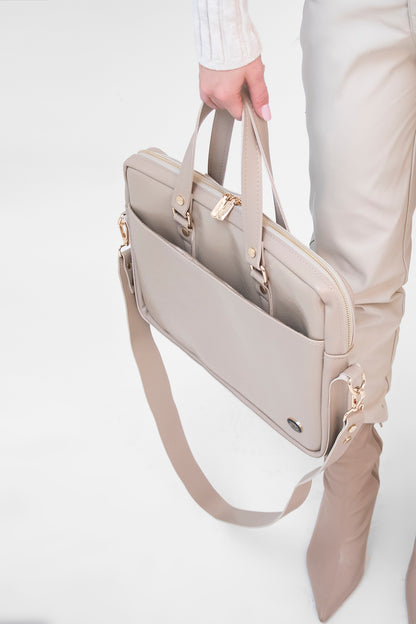 BUSINESS BAG - laptop bag - lacquered beige