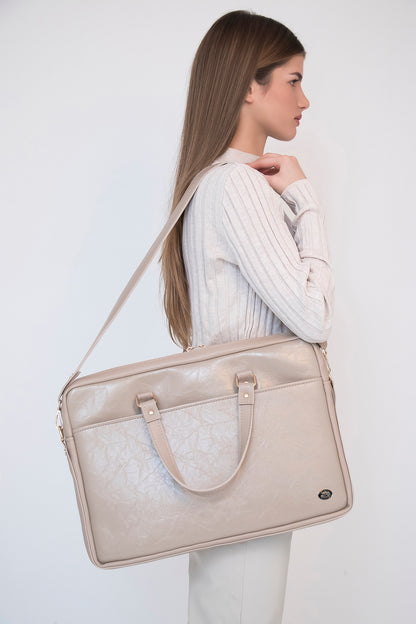BUSINESS BAG - laptop bag - lacquered beige