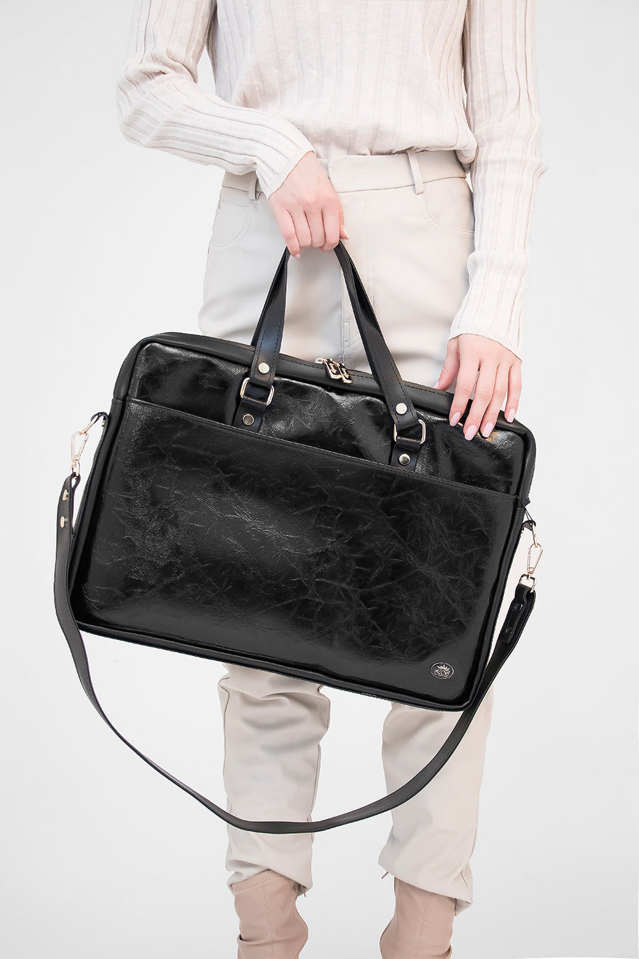 BUSINESS BAG - torba za laptop - lakirana crno